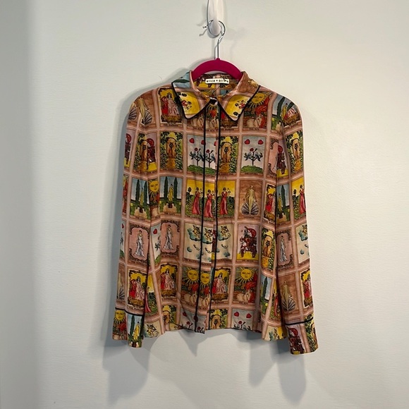 Alice + Olivia “Alfie” Tarot card shirt Blouse S - Picture 4 of 6